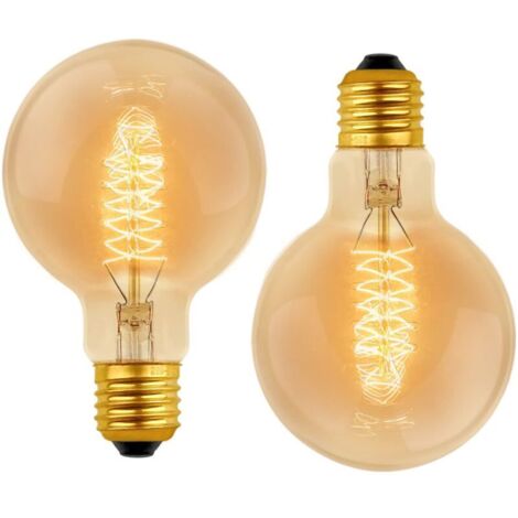 Lot de 2 Vintage G80 E27, 40W Blanc Chaud 2700K, AC 220V, Ampoules de Décoration à Incandescence Rétro E27 Spirale Tungstène Filament Lampe