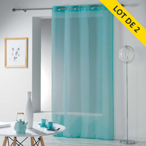 Lot de 2 voilages à oeillets 140 x 240 cm etamine crash telma Lagon