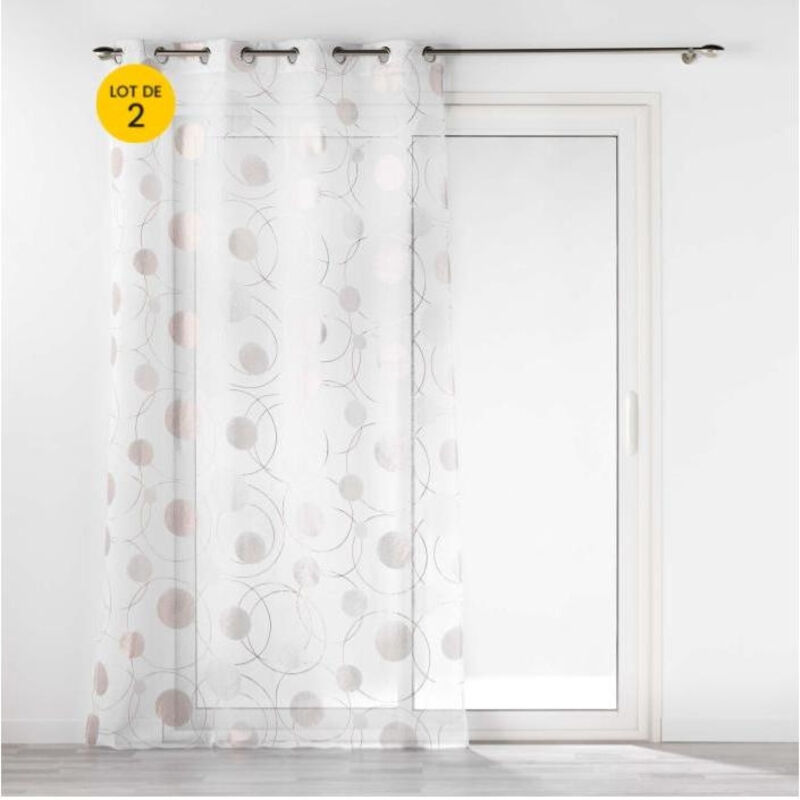 Cdaffaires - Lot de 2 voilages a oeillets 140 x 240 cm voile sable imprimé metallisé Oliane