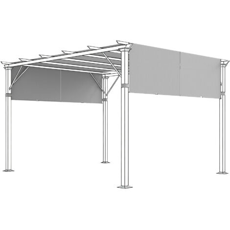 Lot de 2 voiles de rechange pour pergola coulissante 4,9 x 1,2 m, adapté à pergola 3 x 3 m, polyester anti-UV gris clair