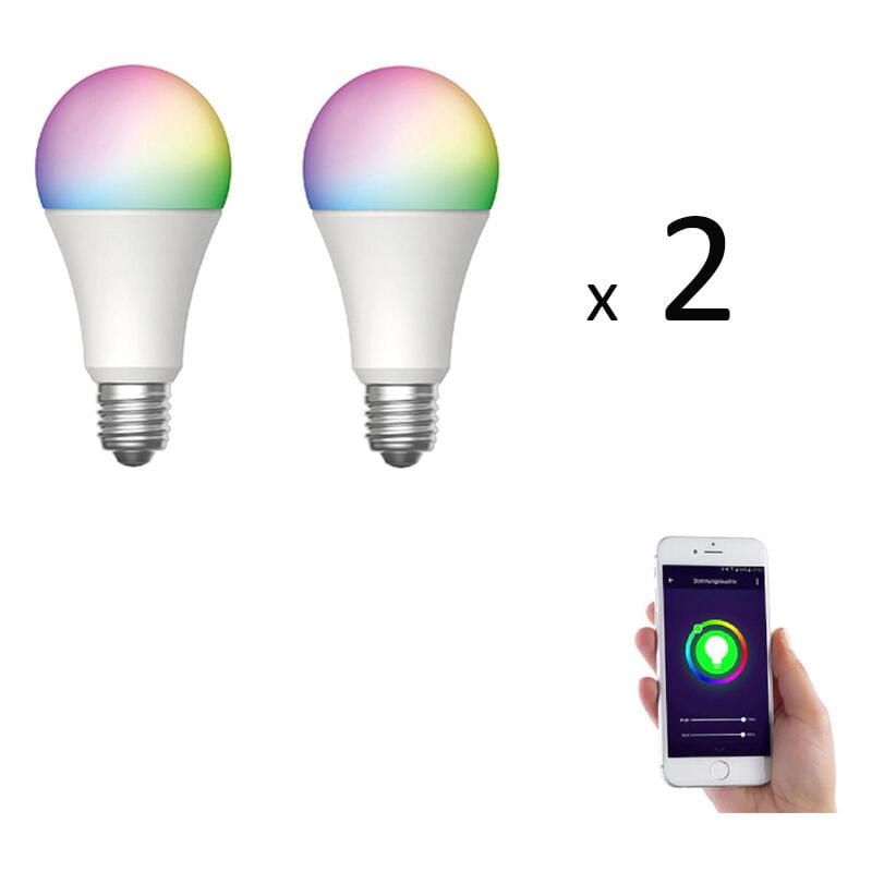 Lot de 2 x Ampoule E27 led connectée rvb 8,5W 800 lm
