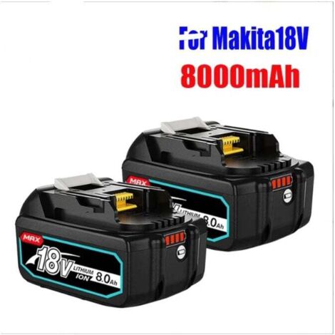 Lot de 2 x Batteries de Rechange BL1860 18 V 8.0Ah pour Batterie Makita BL1815/BL1830avec Affichage LED
