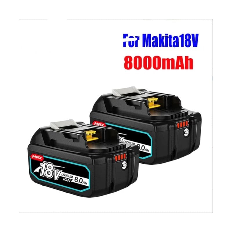 Lot de 2 x Batteries de Rechange BL1860 18 v 8.0Ah pour Batterie Makita BL1815/BL1830avec Affichage led