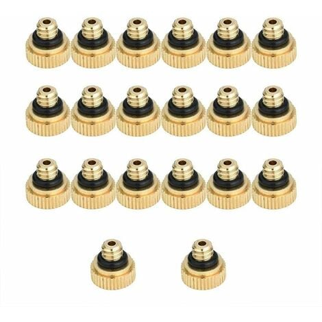 Lot de 20 0.4 mm Buse de Brumisation en Laiton, Buse de Pulvérisation de Brumisation à Économie D'eau, pour Système de Refroidissement Extérieur, Serre (20 * Buse)