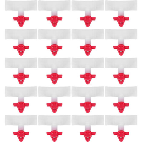 Lot de 20 abreuvoirs à tétine pour élevage – Tétines rouges – Sortie G3/2 – Avec raccord en T et abreuvoir d’angle