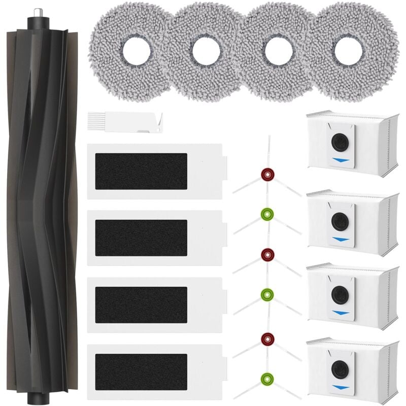 Lot de 20 accessoires pour robot aspirateur Ecovacs Deebot T20 Omni / T20e Omni / T20 Max / T20 Pro, 1 brosse principale, 4 chiffons de nettoyage, 4