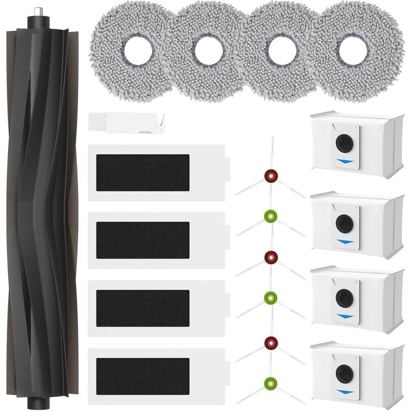 Lot de 20 accessoires pour robot aspirateur Ecovacs Deebot T20 Omni / T20e Omni / T20 Max / T20 Pro, 1 brosse principale, 4 chiffons de nettoyage, 4