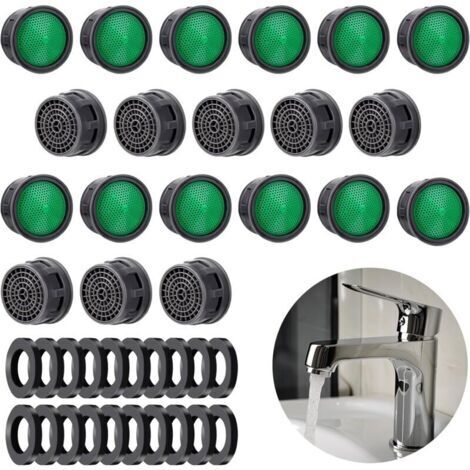Lot de 20 aérateurs de robinet, pièces de rechange avec joint de cache de robinet, limiteur de débit, insert de filtre, économie d'eau, limiteur de débit pour salle de bain, cuisine