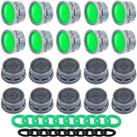 Lot de 20 aérateurs de robinet, pièces de rechange avec joint de cache de robinet, limiteur de débit, insert de filtre, économie d'eau, limiteur de débit pour salle de bain, cuisine