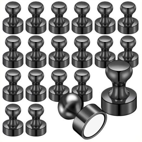 Lot de 20 aimants noirs pour réfrigérateur, aimants puissants, aimants pour tableau blanc, aimants pour adultes, petit format