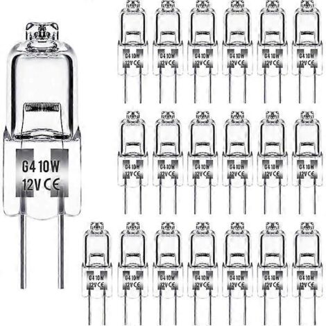 Lot de 20 ampoules halogènes G4 10 W 12 V - Blanc chaud