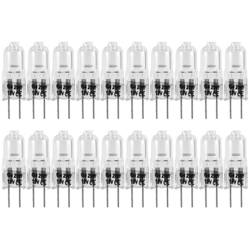 Tlily - Lot de 20 Ampoules HalogèNes G4, w 12 v, Ampoule Transparente à 2 Broches, pour éClairage CuisinièRe, Feux Signalisation, Piste