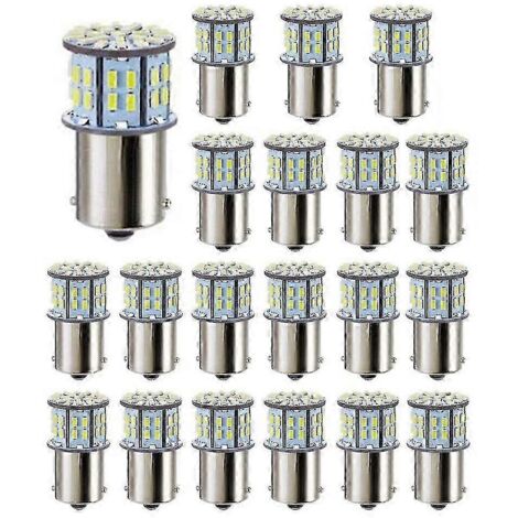Lot de 20 ampoules LED blanches ultra-lumineuses 3014 50 SMD 1156 1141 1003 BA15S pour lampes de remorque marine m&y-AquaForge