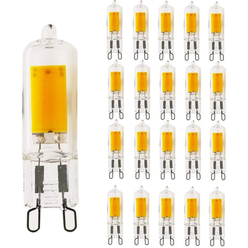 Lot de 20 ampoules LED G9 5W blanc chaud 3000 K G9 Remplace les ampoules halogènes 40 W Ampoule basse consommation 400 lm Angle d'éclairage 360°