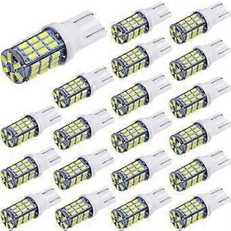 Lot de 20 ampoules LED ultra-lumineuses T10 921 194 42-SMD 12V pour feux de recul de voiture, camping-car ou remorque, blanc xénon.