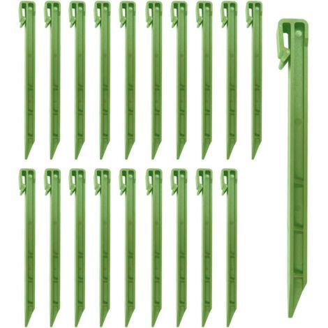 Lot de 20 ancrages de jardin en plastique robustes pour fixer le fond des filets de jardin, verts, 24,3 cm