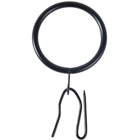 Lot de 20 anneaux de rideaux avec 38 mm de diamètre intérieur et crochets, anneaux durables pour tringles de fenêtre, Noir