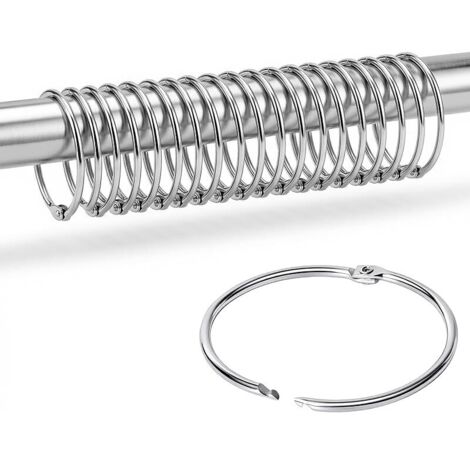 Lot de 20 anneaux de rideaux ouverts, 32 mm, en métal, pour tringle à rideau, rideau de douche, fenêtre, porte