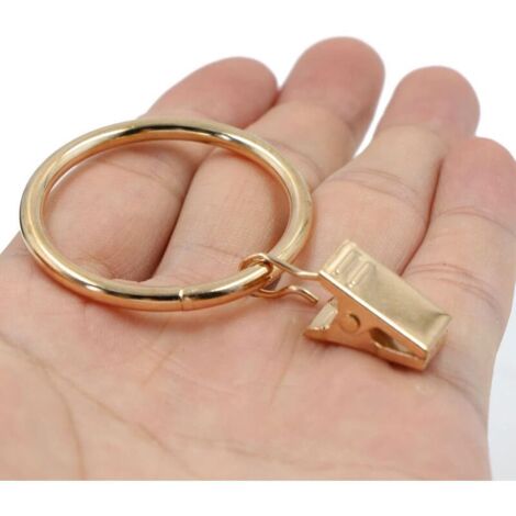 Lot de 20 Anneaux Rideaux à Clip en MéTal Suspendre des - DiamèTre IntéRieur : 35 mm pour Tringle Rideau DéCoration La Maison, (Or Clair)