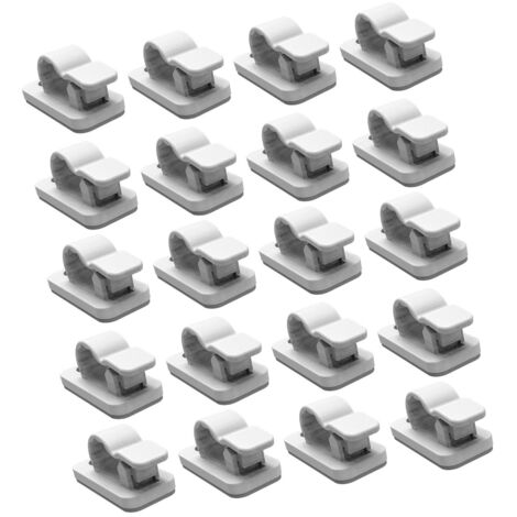 Lot de 20 attaches-câbles autocollantes, supports de cordons, clips auto-adhésifs pour une gestion facile des câbles à la maison et au bureau. Blanc, rouge, gris.-AquaForge
