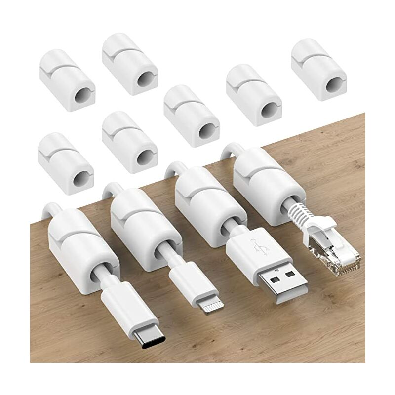 Lot de 20 Auto-adhésifs Silicone Gestion des Câbles Clips, Organisateurs de Câbles pour Câble de Bureau Câble de Chargement usb Câble d'alimentation