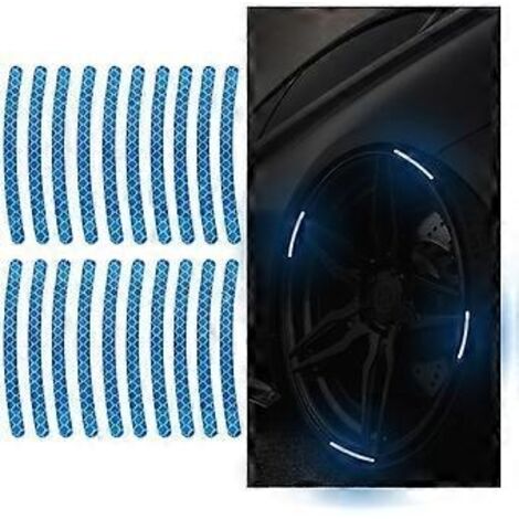 Lot de 20 autocollants réfléchissants pour jantes de voiture, autocollants de sécurité nocturnes anti-rayures, autocollants décoratifs de sécurité pour jantes de voiture