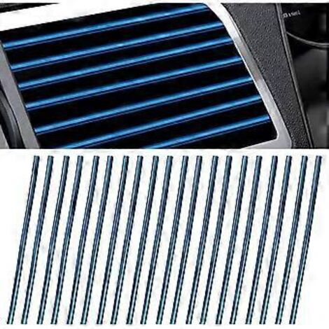 Lot de 20 bandes décoratives de 20 cm pour grilles d'aération de voiture, accessoire de décoration intérieure pour la climatisation (bleu)