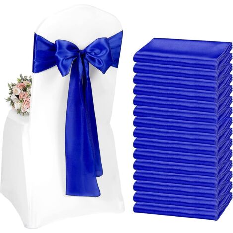 lot De 20 (bleu Royal) Ceintures De Chaise En Satin Pour Chaise De Rception De Mariage Ceintures Dcoratives En Satin Avec Nud Pour Chaise De Salle