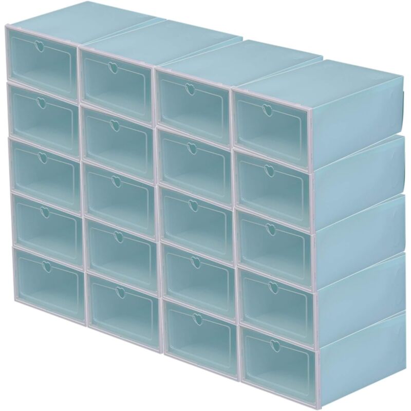 Gojoy - Lot de 20 boîtes à chaussures à rabat - Multicolores - Pour rangement des chaussures (verte)