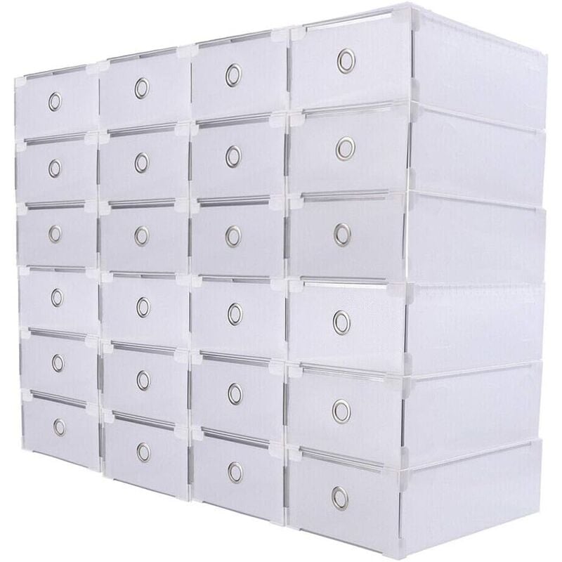 Gojoy - Lot de 20 boîtes à chaussures transparentes avec couvercle en plastique 31 x 20 x 11 cm