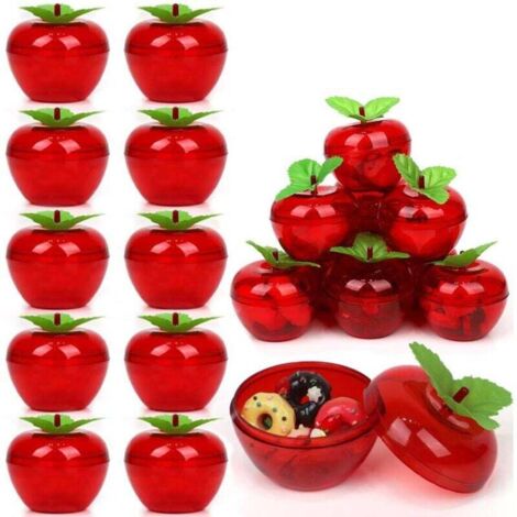 Lot de 20 boîtes en forme de pommes en plastique pour sapin de Noël, boules de Noël, décorations de fête, mariage, fruits, fournitures pour professeurs et enfants