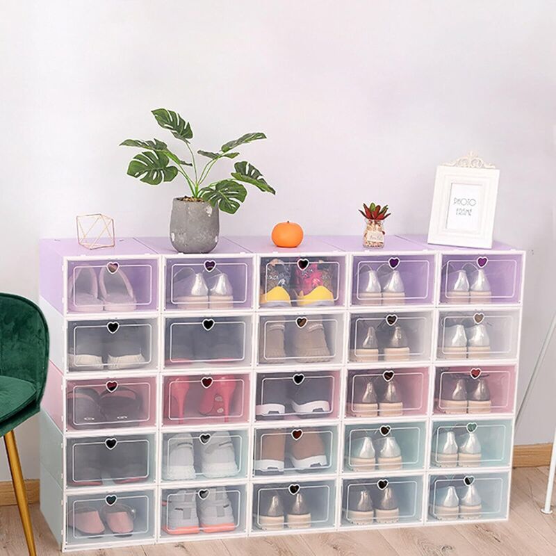 Lot de 20 Boîtes Rangement Plastique, Boîtes Caisse Rangement Plastique Empilables pour Vêtements Chaussures, pour Hommes et Femmes