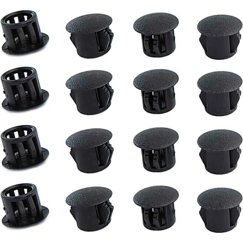 Lot de 20 Bouchons de Trou de 6 mm en Plastique, Bouchons pour Trous de Forage, Noir, Couvercles Décoratifs pour Tiroir, Armoire, Meubles
