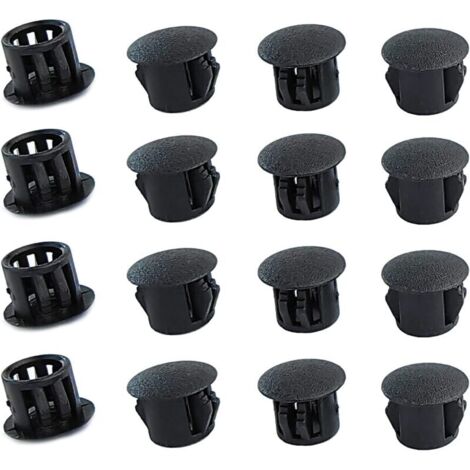 Lot de 20 Bouchons de Trou de 6 mm en Plastique, Bouchons pour Trous de Forage, Noir, Couvercles Décoratifs pour Tiroir, Armoire, Meubles