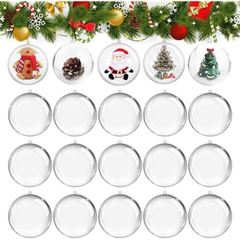 Lot de 20 Boule de Noël Transparente, Boule Plastique Transparente à Remplir, Boules de Noel Décoration Suspension pour Noël Sapin, Décoration de Fête (6cm x 20pcs)