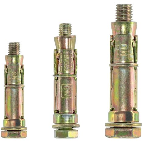 Lot de 20 Boulon d'ancrage, Acier carbone galvanisé, M6 M8 M10, Pour brique et maçonnerie