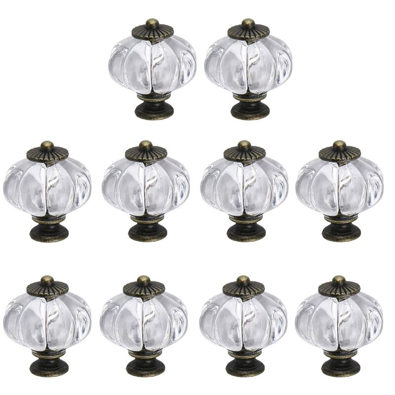 Lot de 20 boutons de citrouille en acrylique transparents pour portes, placards, tiroirs, commodes, placards, meubles de cuisine ou chambre d'enfant.