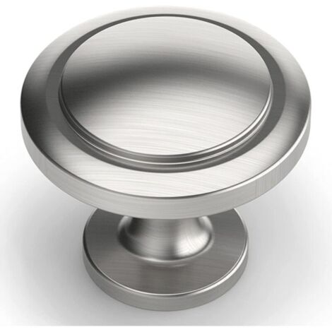 Lot de 20 Boutons de Meuble Cuisine Rond en Alliage de Zinc - Poignées pour Porte Placard Nickel Brossé