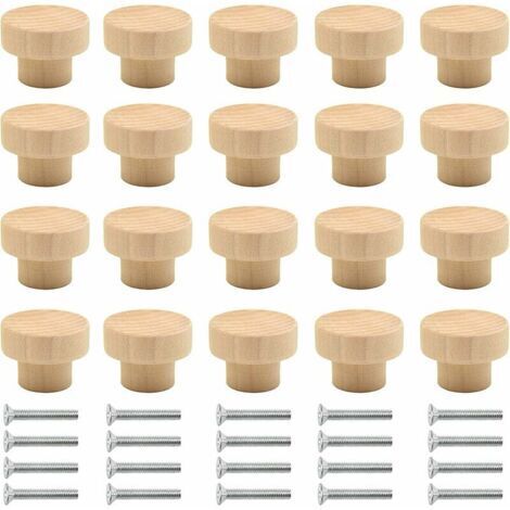 Lot de 20 boutons de meubles en bois, boutons d'armoire, boutons de tiroir, boutons en bois, poignées en bois, poignées de meubles, poignées d'armoire pour armoires, tiroirs, commodes, meubles,