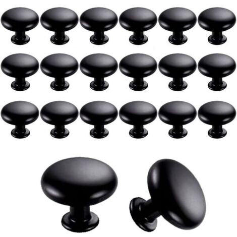 Lot de 20 boutons de porte et de tiroir de 30 mm, style vintage, pour meubles de cuisine (noir) (FMY) - WELLNGS