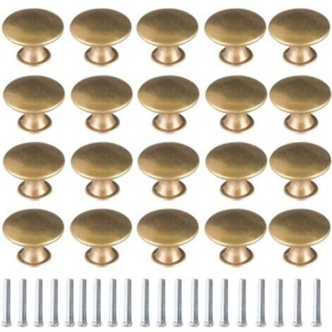 Lot de 20 Boutons de Porte Vintage Laiton Bronze jaune 30x21 mm pour Armoire Tiroir Placard