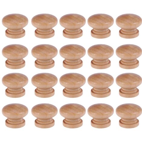 Lot de 20 boutons de tiroir en bois en forme de champignon avec vis – Boutons élégants pour meubles et tiroirs, 3,5 cm