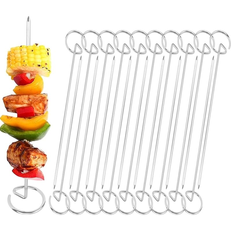 Lot de 20 brochettes de barbecue en acier inoxydable pour friteuse à air, Brochettes verticales, Accessoires de barbecue réutilisables pour la