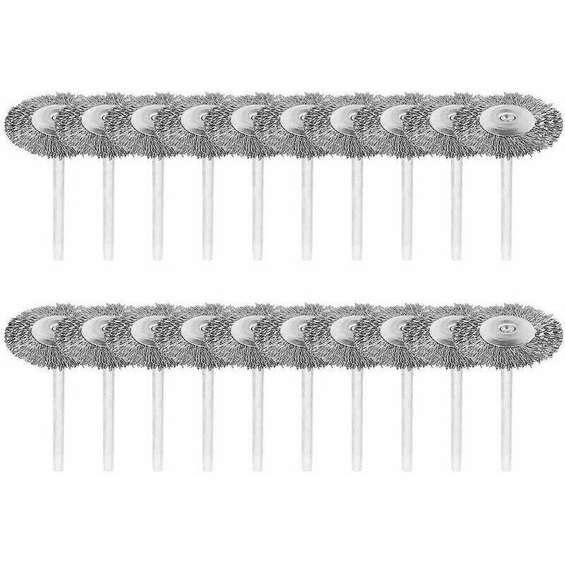 Ensoleille - Lot de 20 brosses métalliques avec tige de 3mm en acier inoxydable polissage Dremel outil rotatif