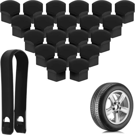 Lot de 20 cache-écrous de roue de 17 mm, antivol, protection pour pneus de voiture, avec outil de démontage