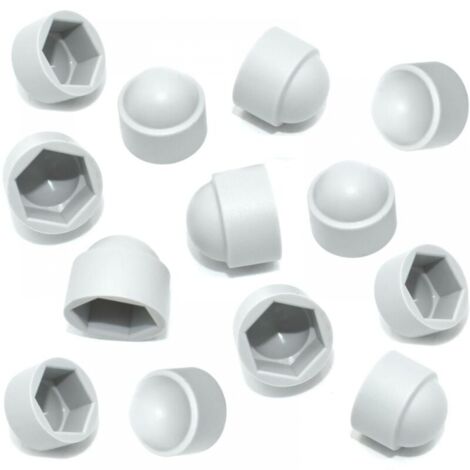 Lot de 20 cache-écrous hexagonaux en plastique blanc M10 (clé de 17 mm) pour écrous et boulons hexagonaux