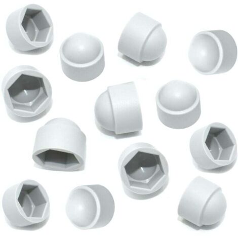 Lot de 20 cache-écrous hexagonaux en plastique blanc M10 (clé de 17 mm) pour écrous et boulons hexagonaux