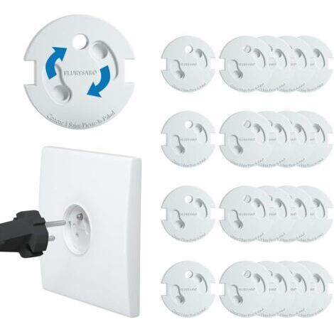 Lot de 20 cache-prises français pour bébé – Protection électrique révolutionnaire, mécanisme pivotant adhésif 3M (sans clé), pour la sécurité des enfants à la maison, cache-prises