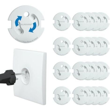 Lot de 20 cache-prises français pour bébé – Protection électrique révolutionnaire, mécanisme pivotant adhésif 3M (sans clé), pour la sécurité des enfants à la maison, cache-prises