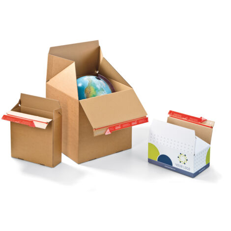 Lot de 20 Caisse carton palettisable à fond automatique 14,5 x 9,5 x 14 cm